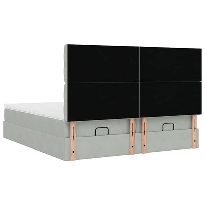 vidaXL Lit-coffre avec matelas Gris clair 160x200 cm Velours