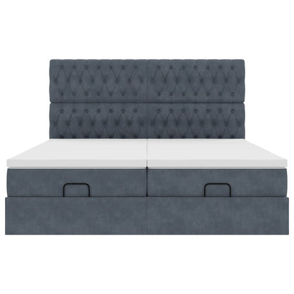 Ottoman-Bett mit Matratzen Dunkelgrau 160x200 cm Samt