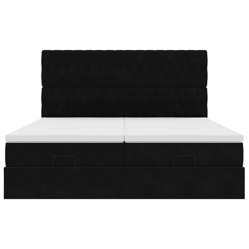 vidaXL Lit ottoman avec matelas Noir 160x200 cm Velours