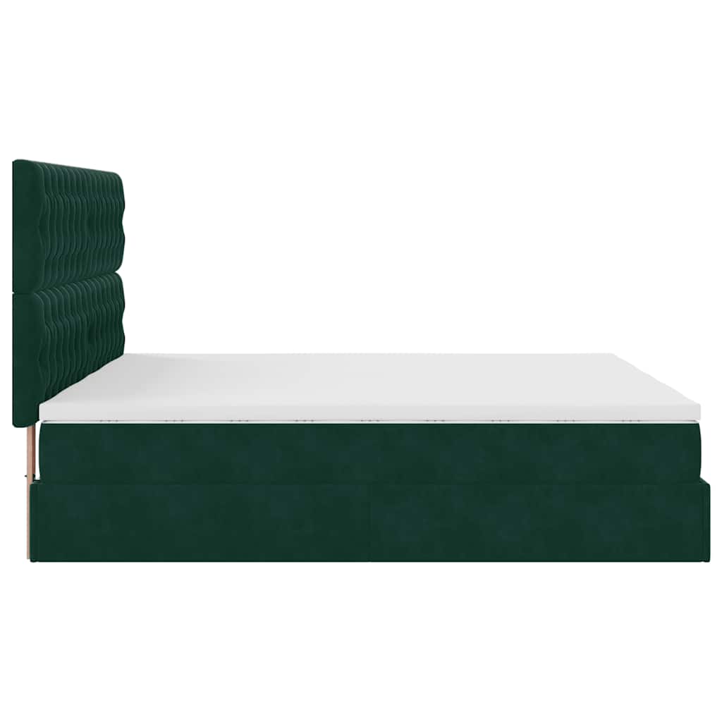 vidaXL Ottoman-Bett mit Matratzen Dunkelgrün 160x200 cm Samt