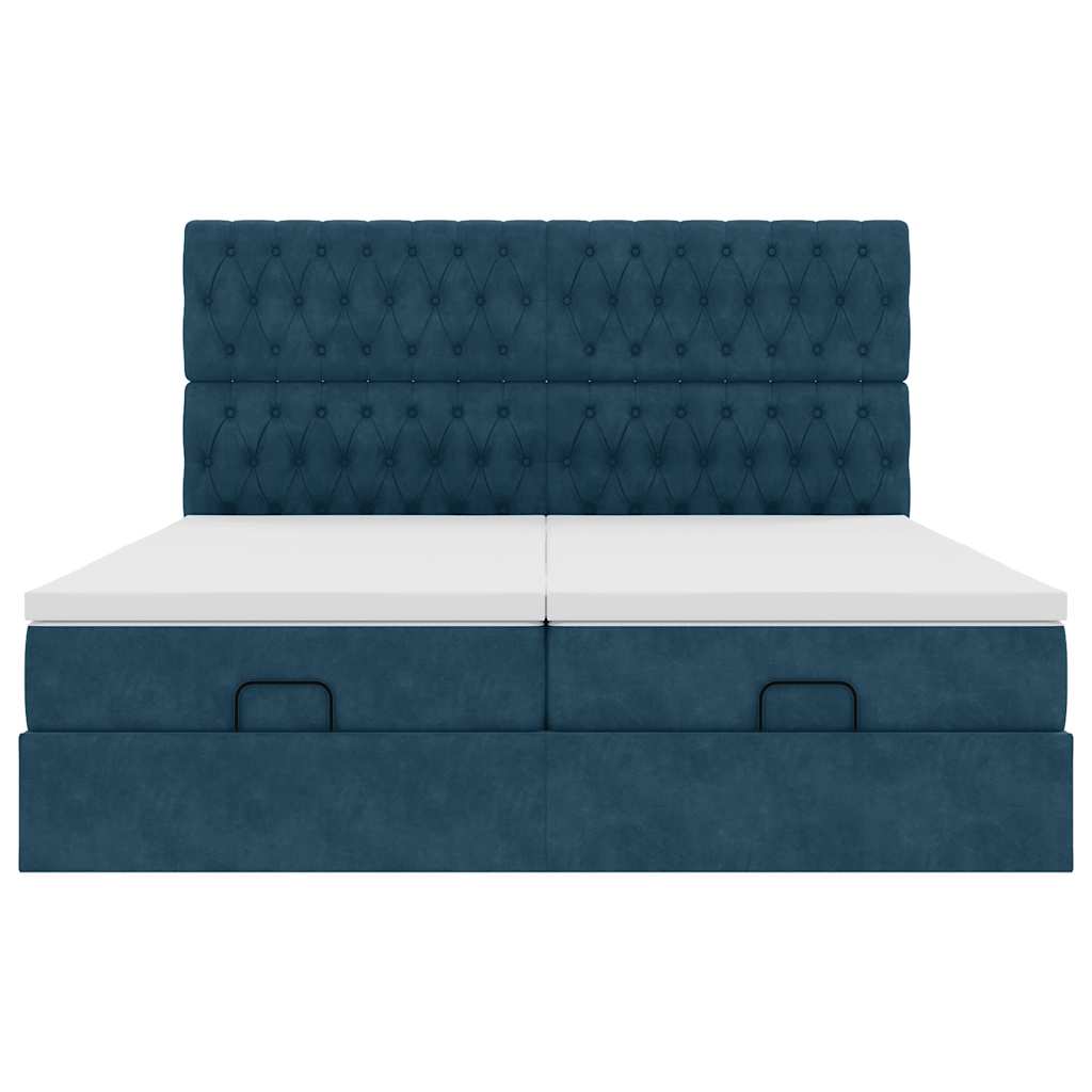 vidaXL Ottoman-Bett mit Matratzen Dunkelblau 160x200 cm Samt