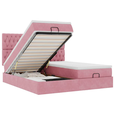 vidaXL Lit Ottomane avec matelas Rose 160x200 cm Velours