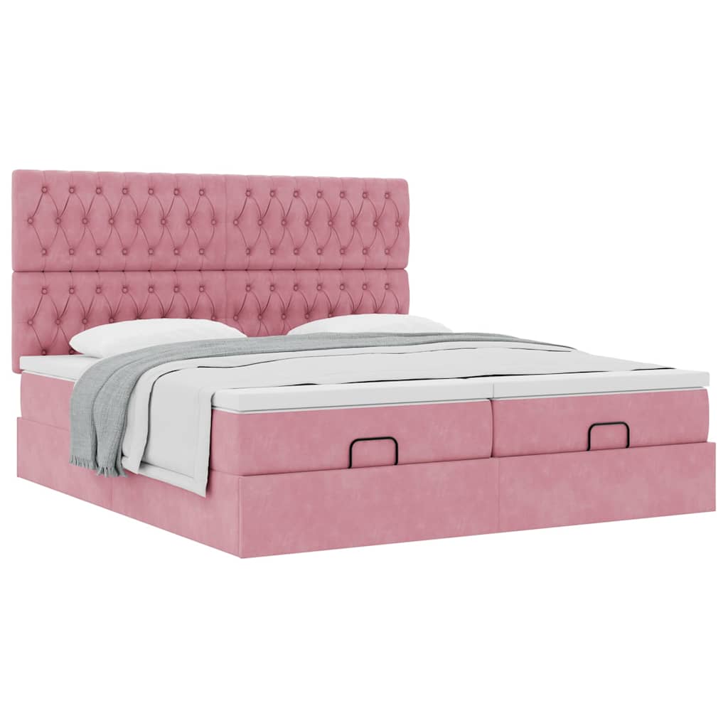 vidaXL Lit Ottomane avec matelas Rose 160x200 cm Velours