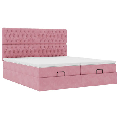 vidaXL Lit Ottomane avec matelas Rose 160x200 cm Velours