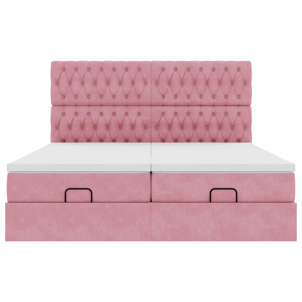vidaXL Lit Ottomane avec matelas Rose 160x200 cm Velours
