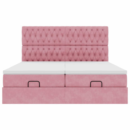 vidaXL Lit Ottomane avec matelas Rose 160x200 cm Velours
