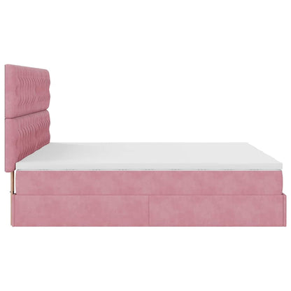 vidaXL Lit Ottomane avec matelas Rose 160x200 cm Velours