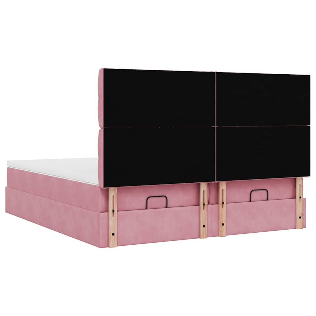 vidaXL Lit Ottomane avec matelas Rose 160x200 cm Velours