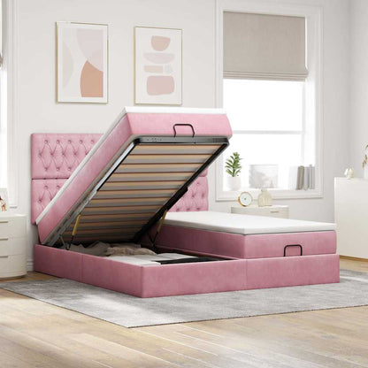 vidaXL Lit Ottomane avec matelas Rose 160x200 cm Velours