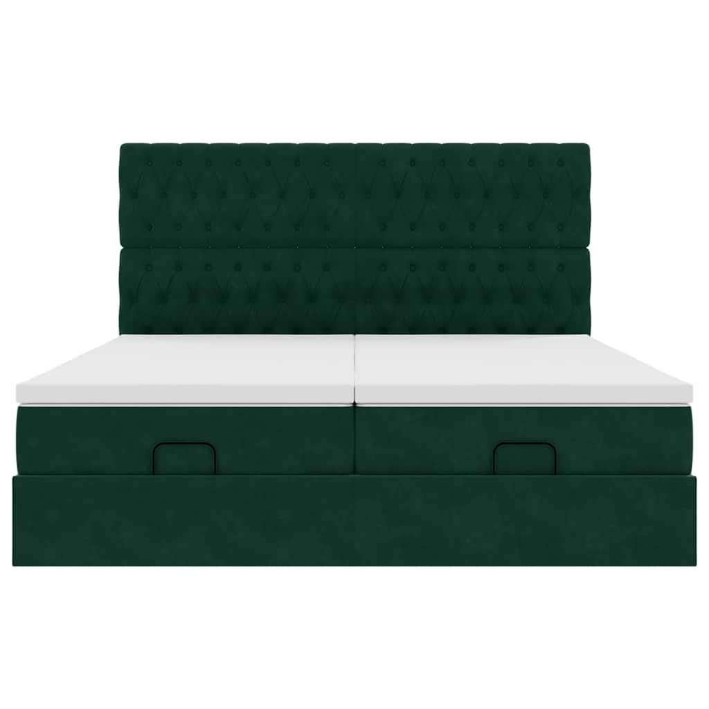 vidaXL Ottoman-Bett mit Matratzen Dunkelgrün 180x200 cm Samt
