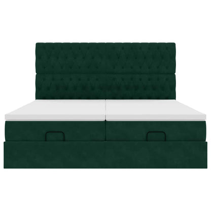 vidaXL Ottoman-Bett mit Matratzen Dunkelgrün 180x200 cm Samt