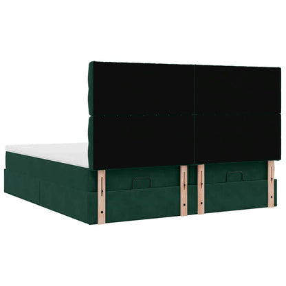 vidaXL Ottoman-Bett mit Matratzen Dunkelgrün 180x200 cm Samt
