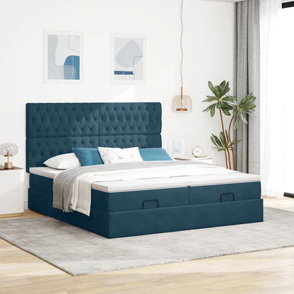 vidaXL Ottoman-Bett mit Matratzen Dunkelblau 180x200 cm Samt