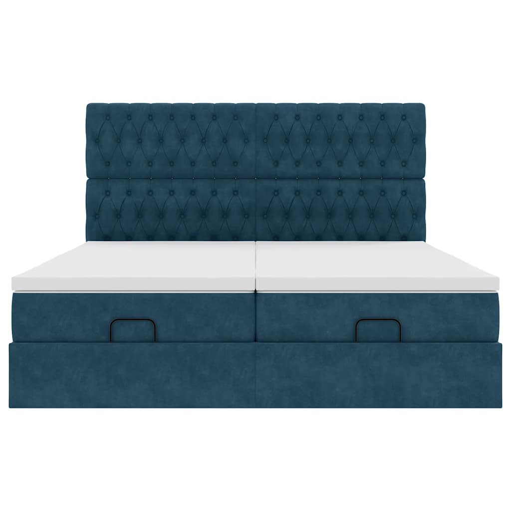 vidaXL Ottoman-Bett mit Matratzen Dunkelblau 180x200 cm Samt