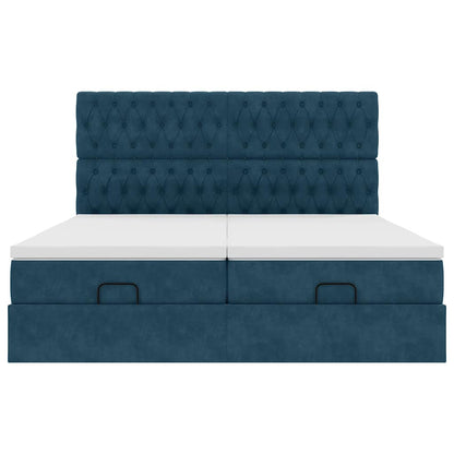 vidaXL Ottoman-Bett mit Matratzen Dunkelblau 180x200 cm Samt