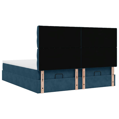 vidaXL Ottoman-Bett mit Matratzen Dunkelblau 200x200 cm Samt