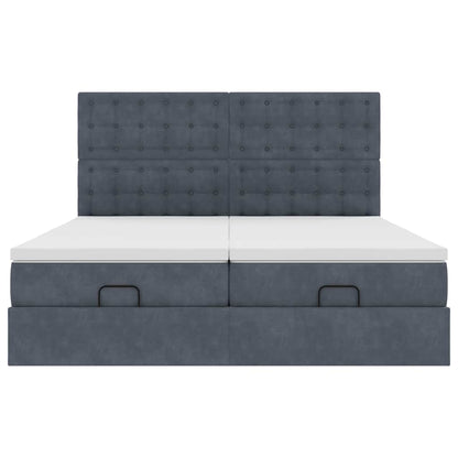 Ottoman-Bett mit Matratzen Dunkelgrau 160x200 cm Samt