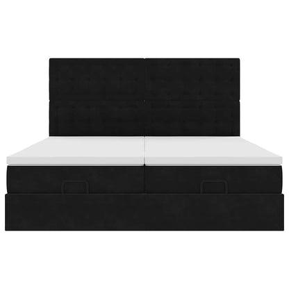 Ottoman-Bett mit Matratzen Schwarz 160x200 cm Samt