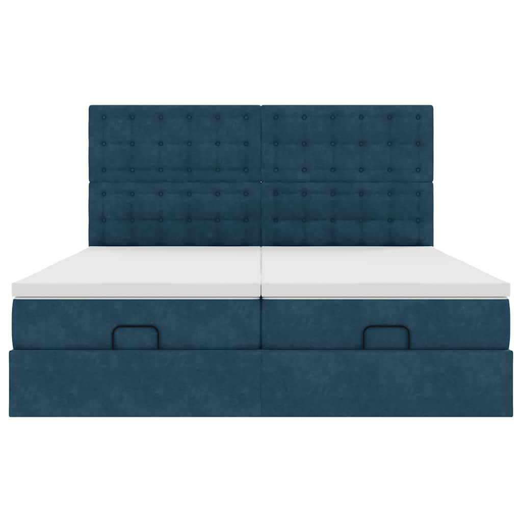 Ottoman-Bett mit Matratzen Dunkelblau 160x200 cm Samt