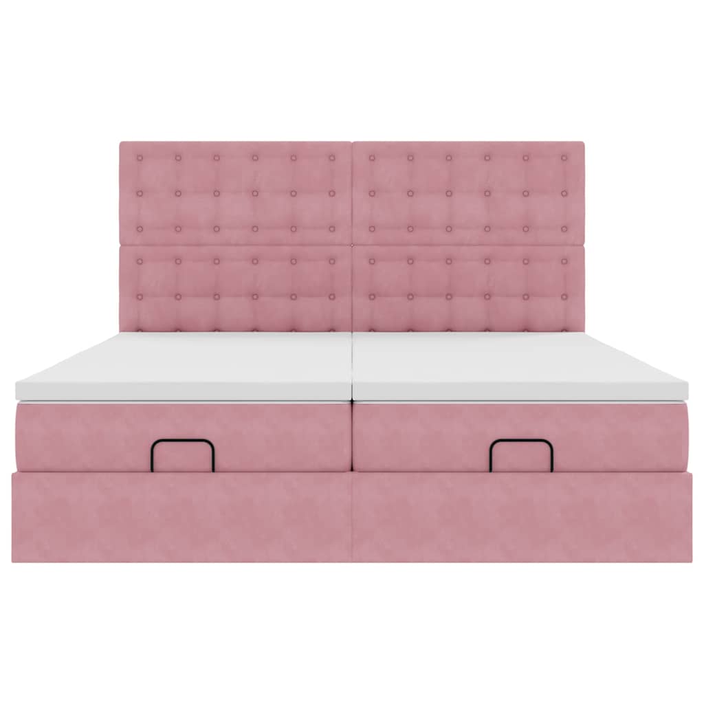 Ottoman-Bett mit Matratzen Rosa 160x200 cm Samt