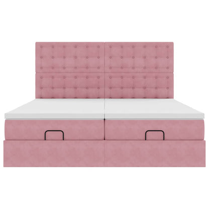 Ottoman-Bett mit Matratzen Rosa 160x200 cm Samt