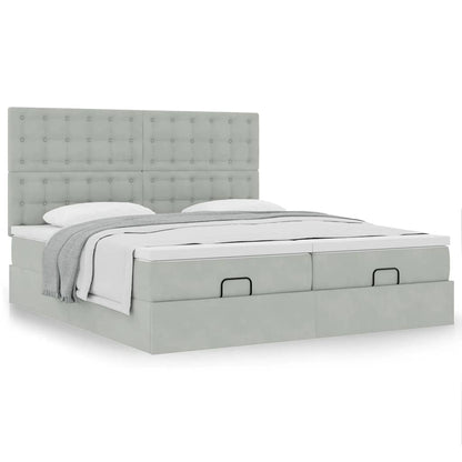 vidaXL Ottoman-Bett mit Matratzen Hellgrau 180x200 cm Samt