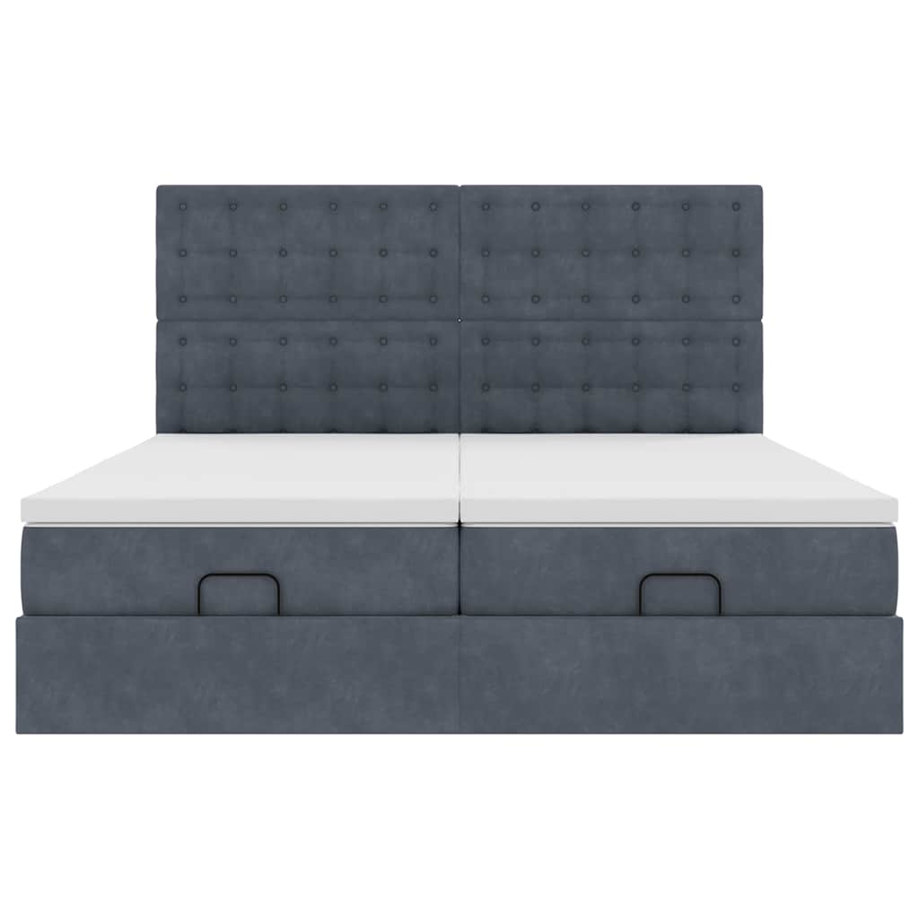 vidaXL Ottoman-Bett mit Matratzen Dunkelgrau 180x200 cm Samt