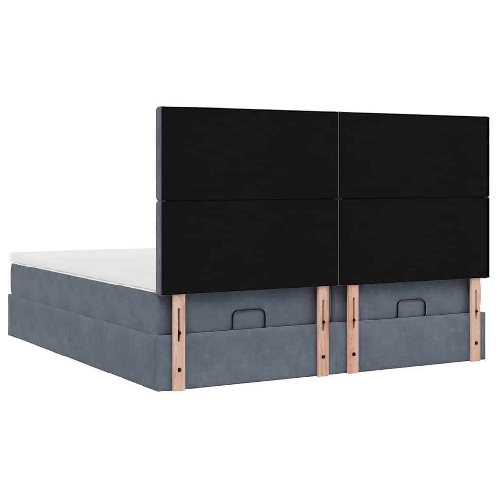 vidaXL Ottoman-Bett mit Matratzen Dunkelgrau 180x200 cm Samt