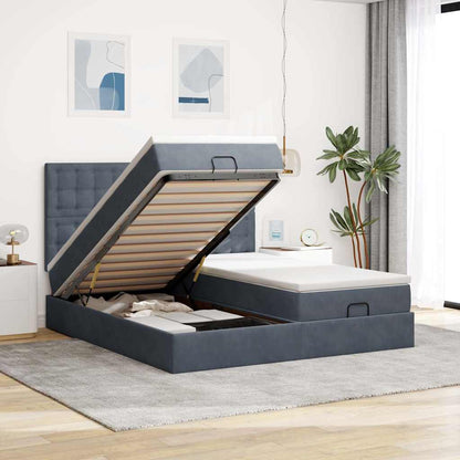 vidaXL Ottoman-Bett mit Matratzen Dunkelgrau 180x200 cm Samt