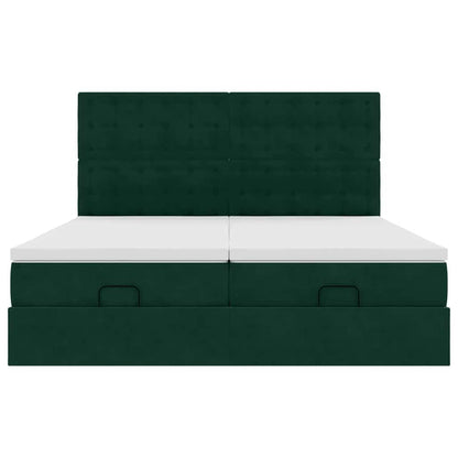 Ottoman-Bett mit Matratzen Dunkelgrün 180x200 cm Samt