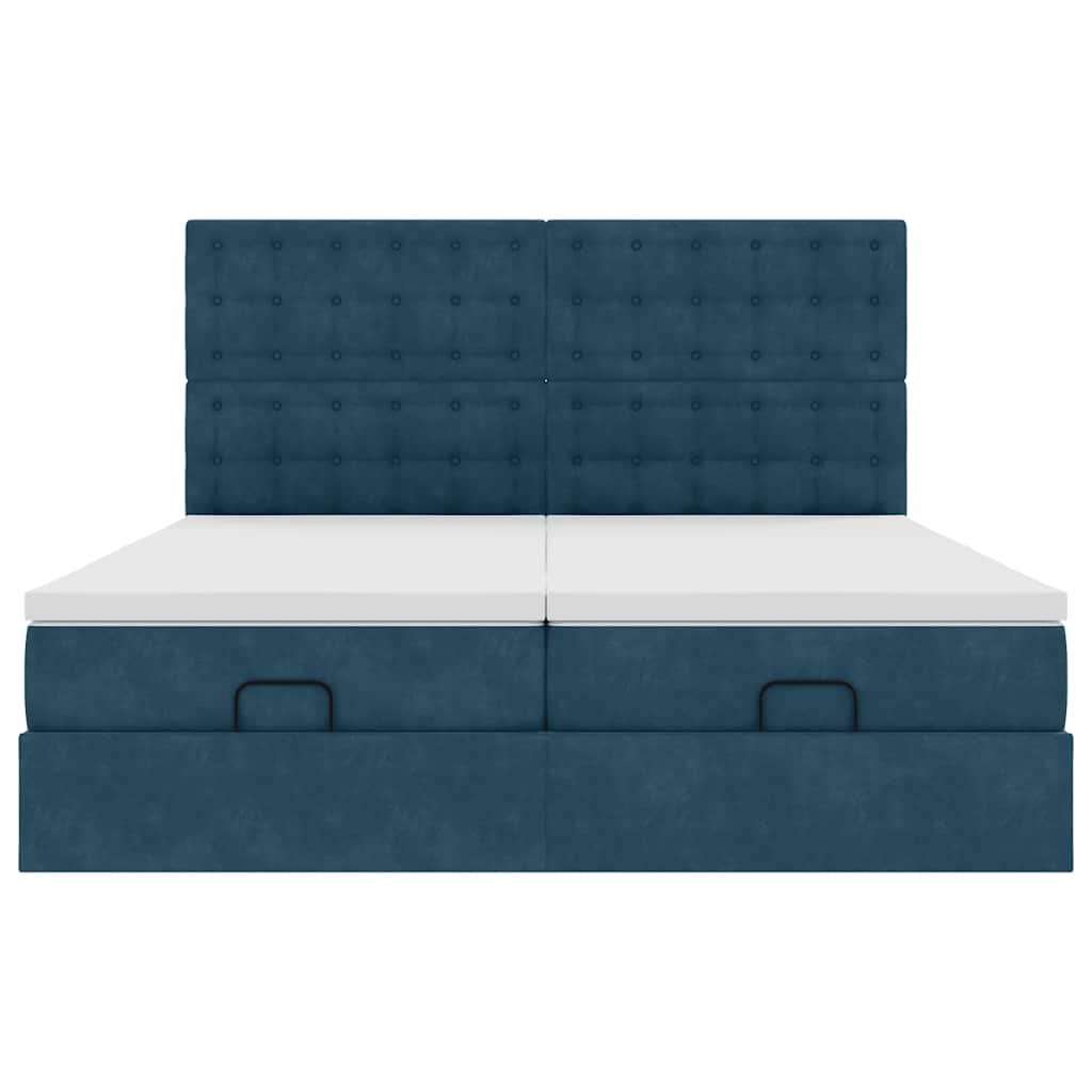 vidaXL Ottoman-Bett mit Matratzen Dunkelblau 180x200 cm Samt