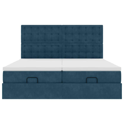 vidaXL Ottoman-Bett mit Matratzen Dunkelblau 180x200 cm Samt