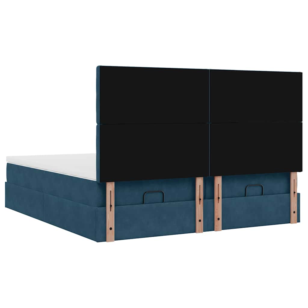 vidaXL Ottoman-Bett mit Matratzen Dunkelblau 180x200 cm Samt