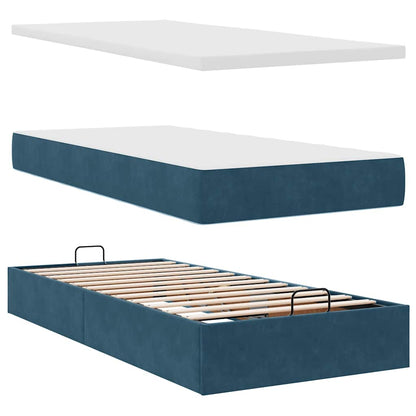 vidaXL Ottoman-Bett mit Matratzen Dunkelblau 180x200 cm Samt