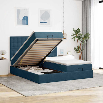 vidaXL Ottoman-Bett mit Matratzen Dunkelblau 180x200 cm Samt