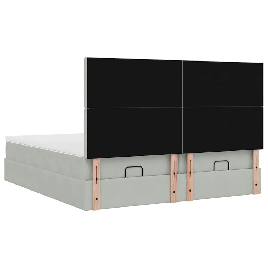 vidaXL Ottoman-Bett mit Matratzen Hellgrau 200x200 cm Samt