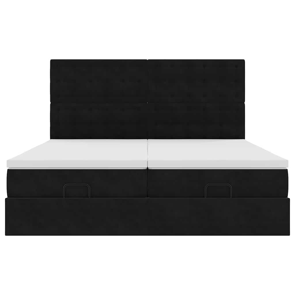 vidaXL Ottoman-Bett mit Matratzen Schwarz 200x200 cm Samt