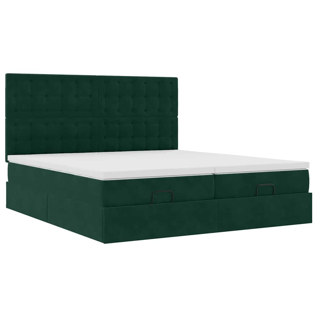 vidaXL Ottoman-Bett mit Matratzen Dunkelgrün 200x200 cm Samt