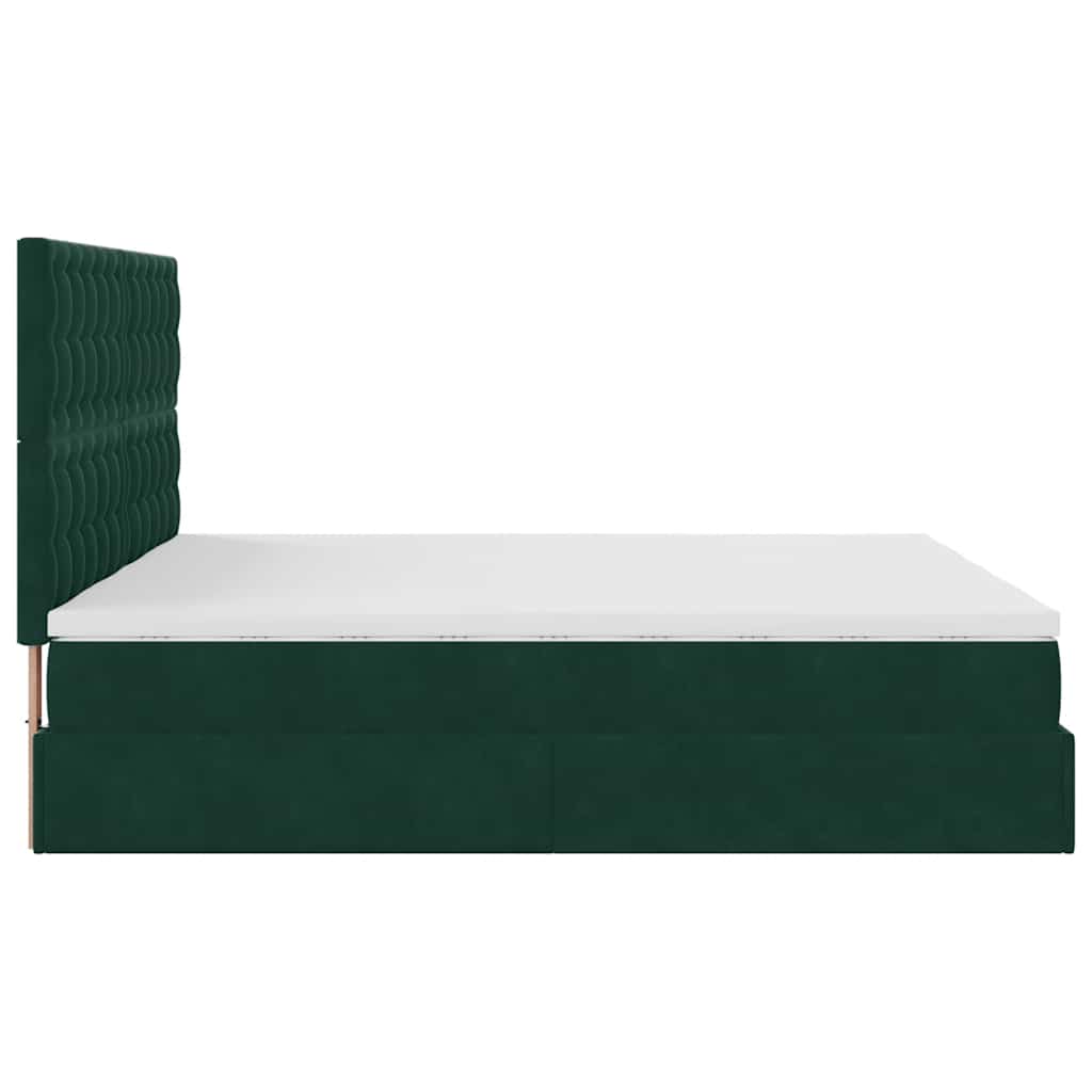 vidaXL Ottoman-Bett mit Matratzen Dunkelgrün 200x200 cm Samt