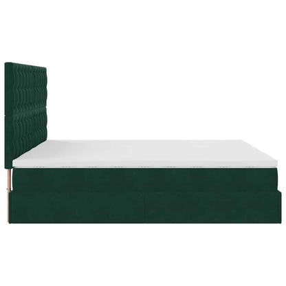 vidaXL Ottoman-Bett mit Matratzen Dunkelgrün 200x200 cm Samt