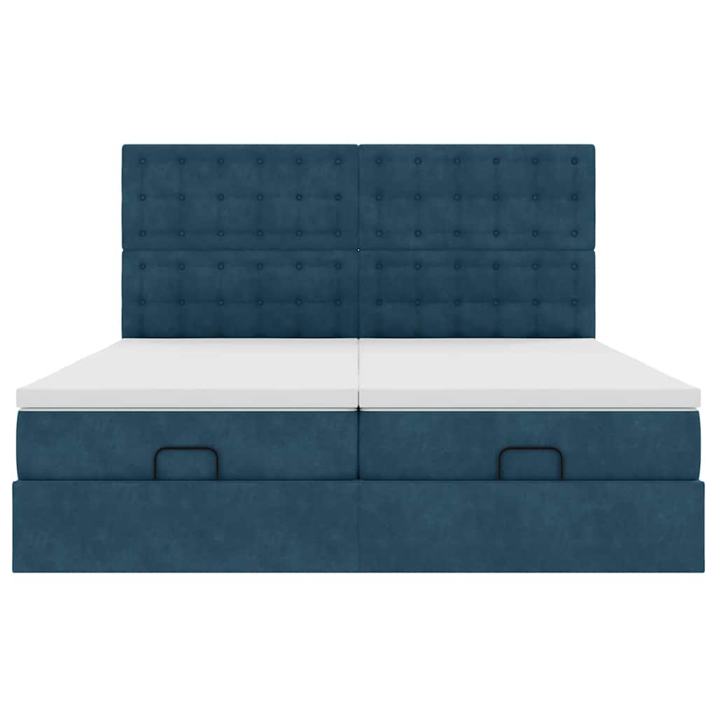 vidaXL Ottoman-Bett mit Matratzen Dunkelblau 200x200 cm Samt