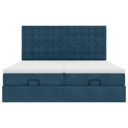 vidaXL Ottoman-Bett mit Matratzen Dunkelblau 200x200 cm Samt