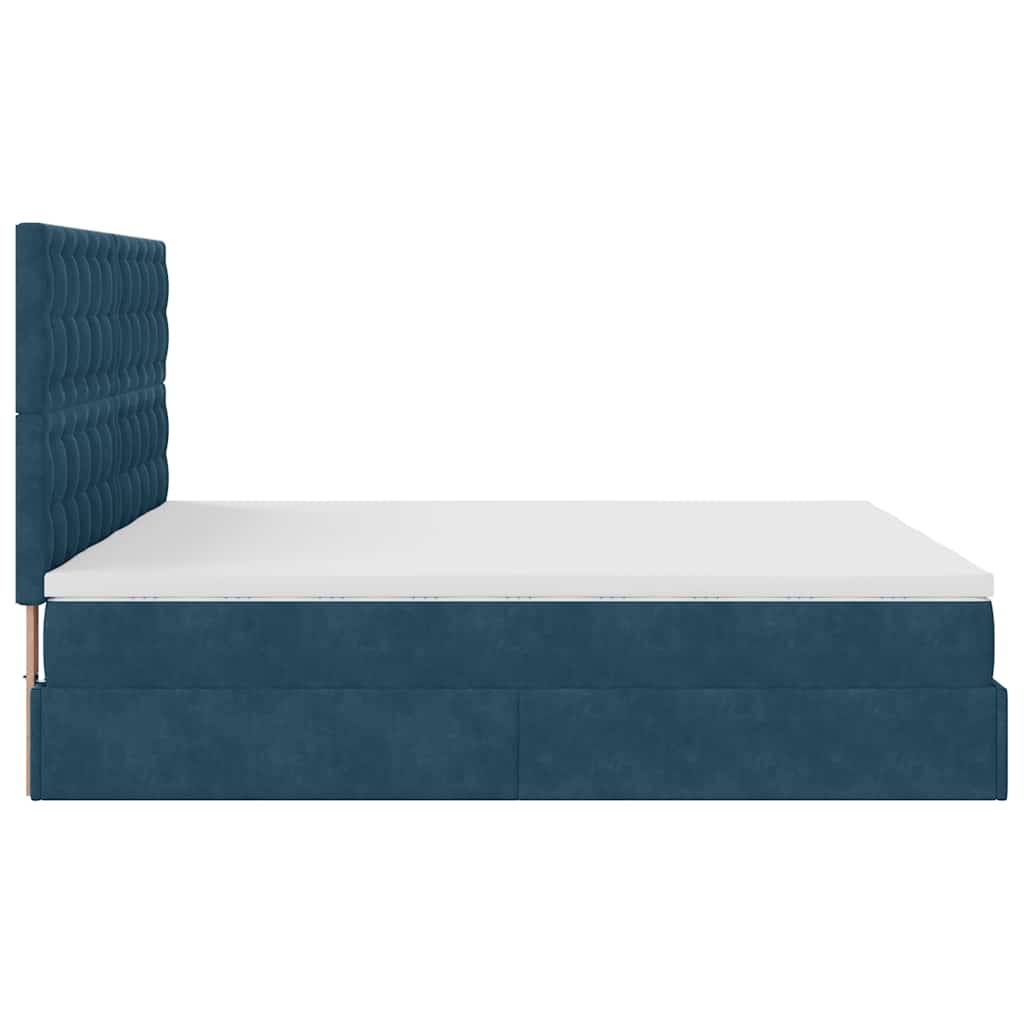 vidaXL Ottoman-Bett mit Matratzen Dunkelblau 200x200 cm Samt