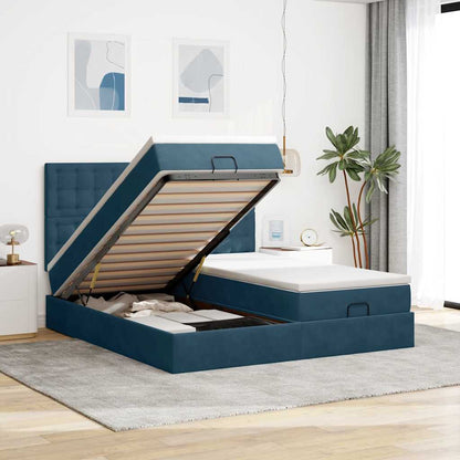vidaXL Ottoman-Bett mit Matratzen Dunkelblau 200x200 cm Samt