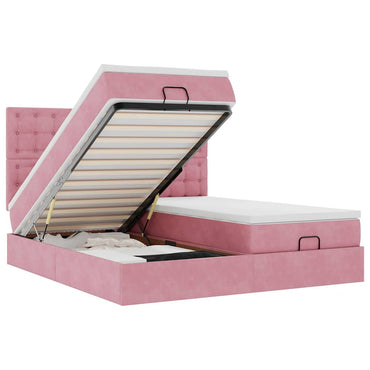 vidaXL Lit ottoman avec matelas Rose 200x200 cm Velours