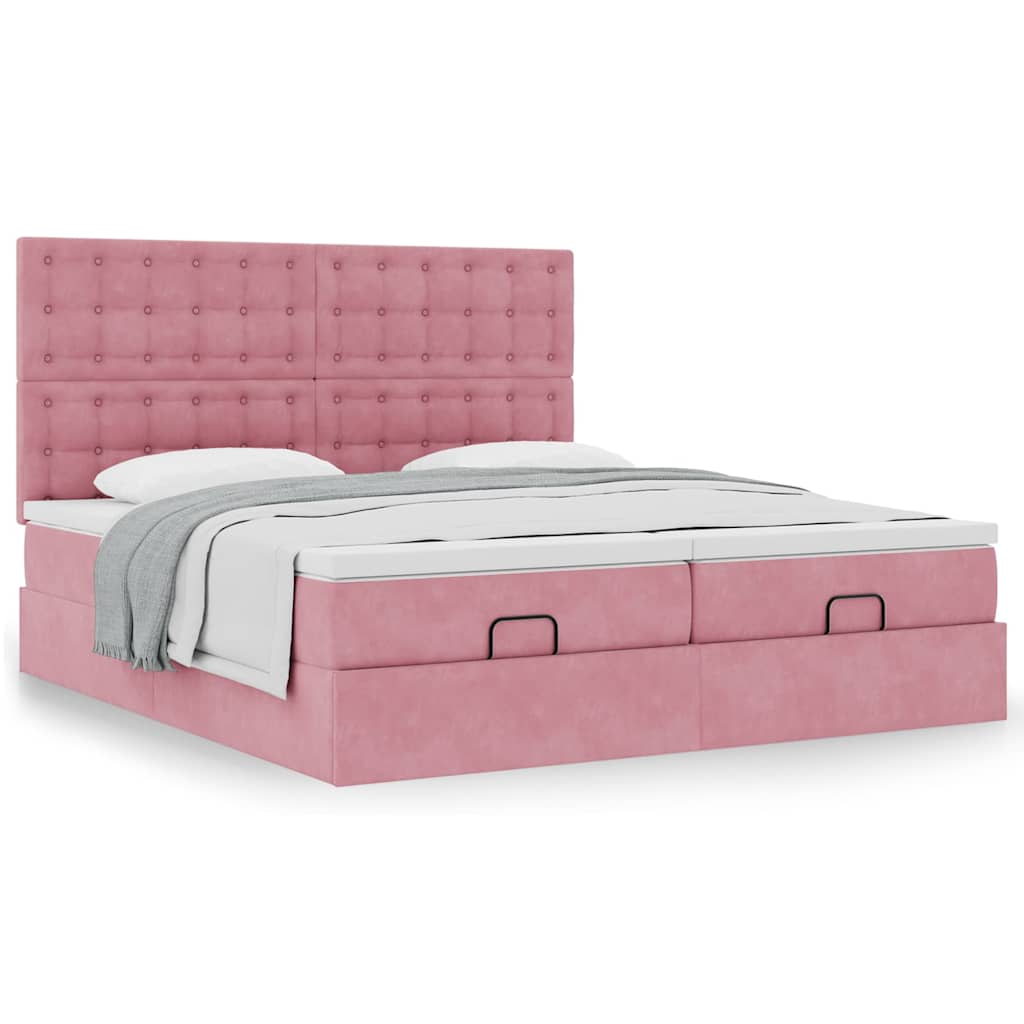 vidaXL Lit ottoman avec matelas Rose 200x200 cm Velours