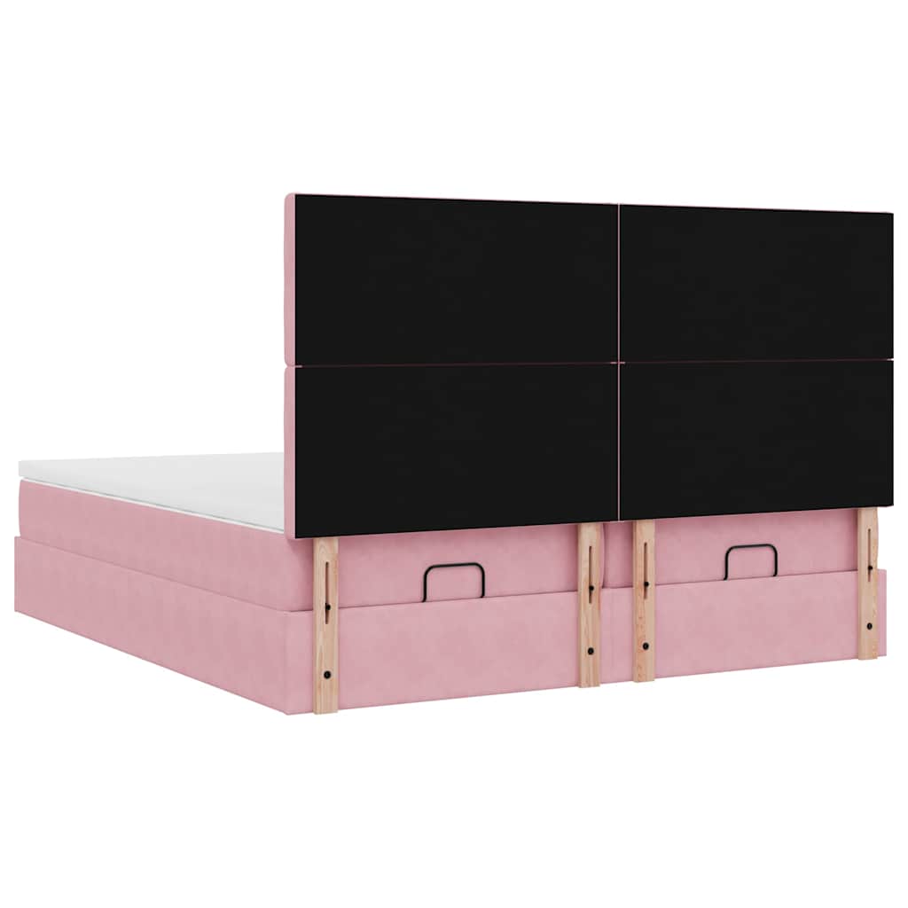vidaXL Lit ottoman avec matelas Rose 200x200 cm Velours