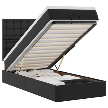 vidaXL Lit-coffre avec matelas et LED Noir 80x200 cm Similicuir