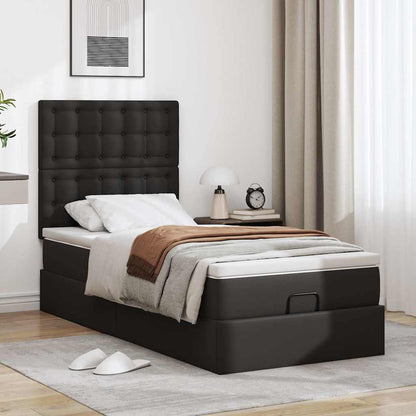 vidaXL Lit-coffre avec matelas et LED Noir 80x200 cm Similicuir