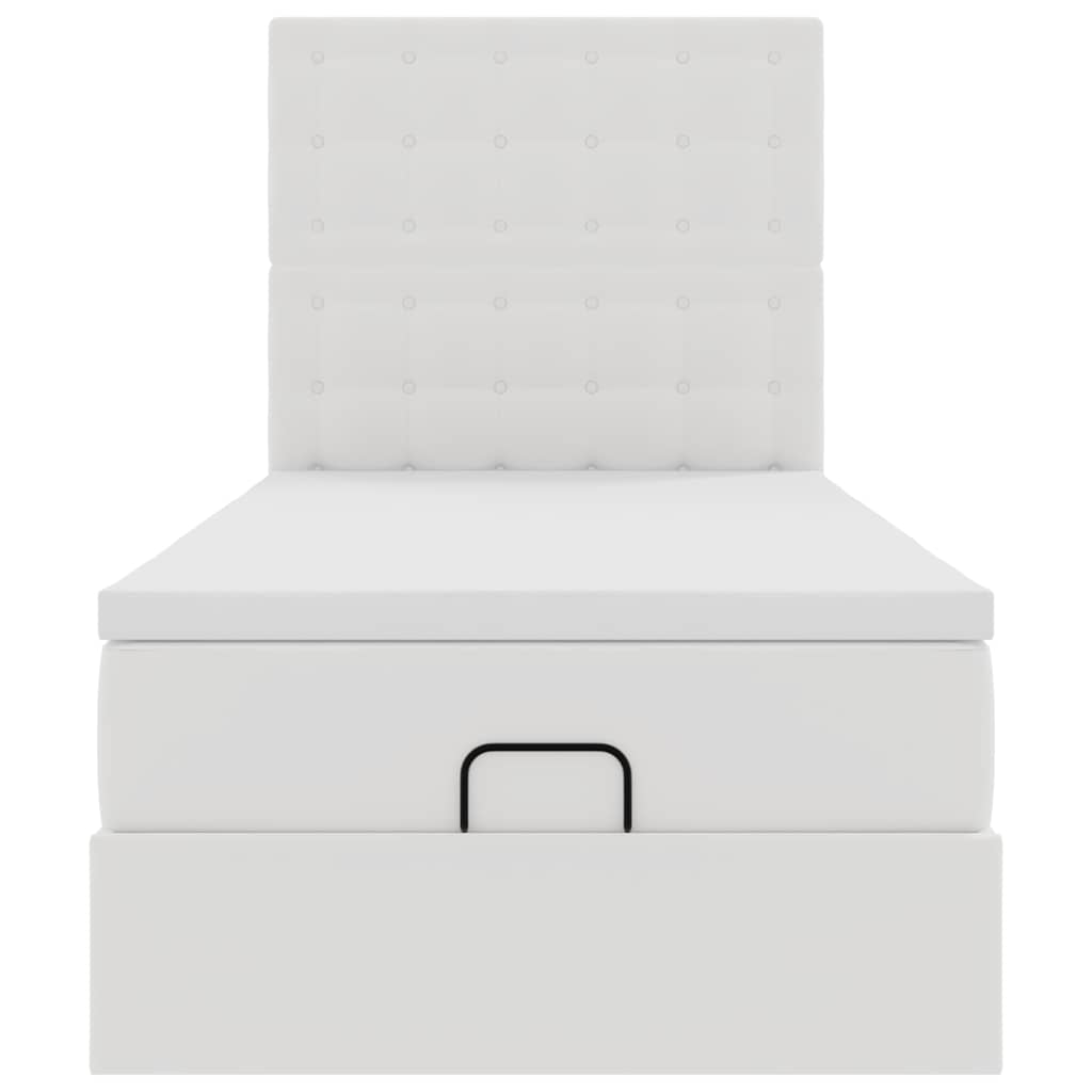 Ottoman-Bett mit Matratze & LEDs Weiß 90x190 cm Kunstleder